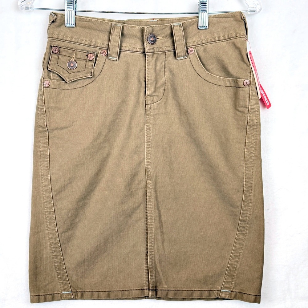 Y2K Unionbay Womens Juniors 1 Brown Denim Midi Pencil Skirt NWT Utility 2000s